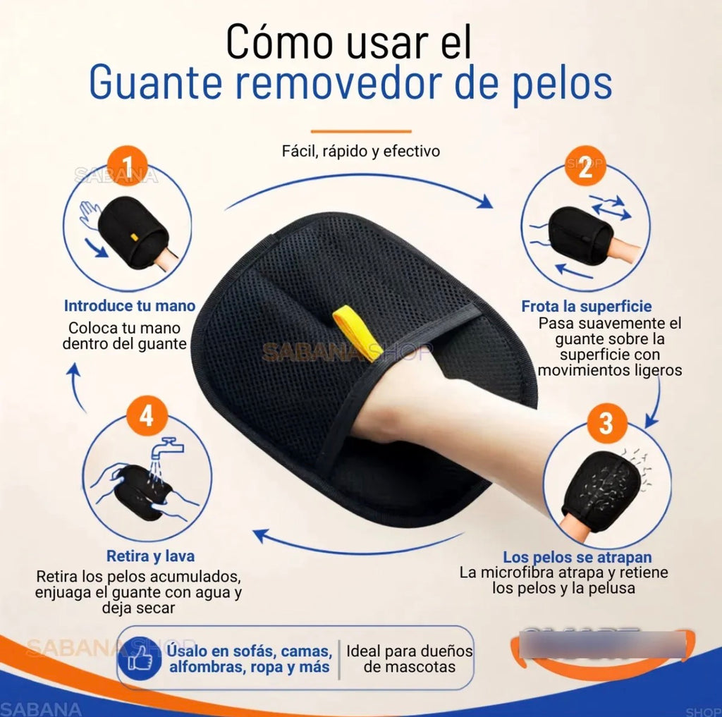 Quita pelos tipo guante