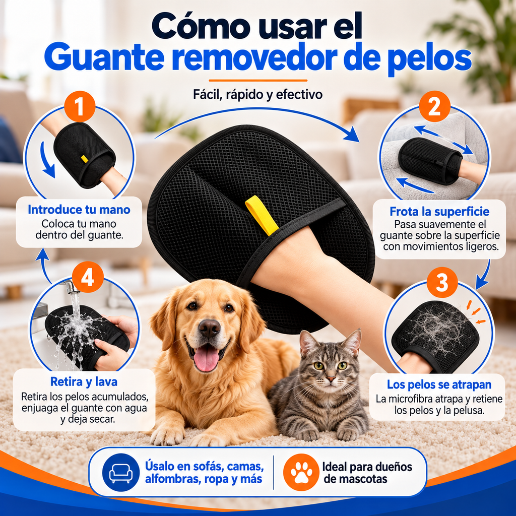 Quita pelos tipo guante
